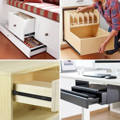 homdiy 10 Pairs Black Soft Close Drawer Slides 20 Inch Side Mount Runners - color: Black, size: 20 Inch