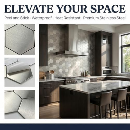 Mosaic Wall Sticker, 13.4x11 Inch, Silver, 10 Pack - color: Silver1