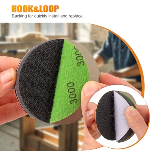POLIWELL 3 Inch Sanding Discs 100PCS Heavy Duty Silicon Carbide