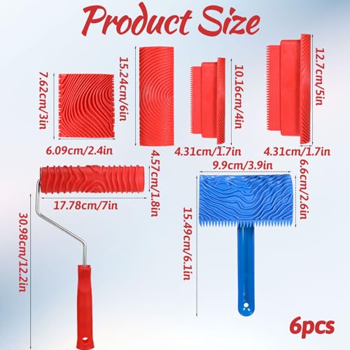 6 PCS Wood Grain Tool, 7 Inch Wood Grain Painting Tool with Handle DIY