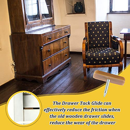 Jetec 30 Pieces Tack-in Drawer Glides Tack Glide for Repairing Dressers