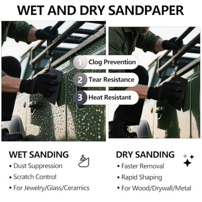 Sandpaper 600 Grit, Wet Dry Sand Paper 9 x 3.6 Inch - size: 9 x 3-2/3 Inch, style: 600Grit