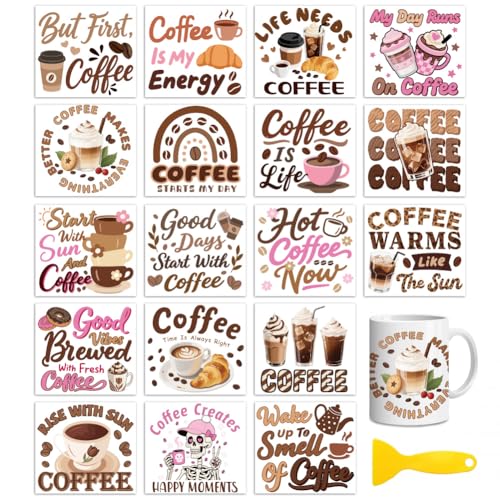 Peacoblue Coffee and Words Rub On Transfers for Craft, Transfer Sticker - style: Coffee and Words