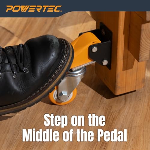 POWERTEC 2-1/2" Workbench Caster Kit – Set of 4 Retractable Stepdown Wheels, 600 lb Capacity for Workbenches, Tables, Stands & Equipment (17224) - size: 2-1/2"