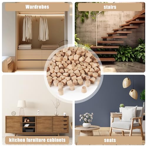 NQEUEPN 160pcs Flat Head Wood Plugs, 3/16 Inch Wooden Screw Plugs, Brown - size: 3/16 Inch