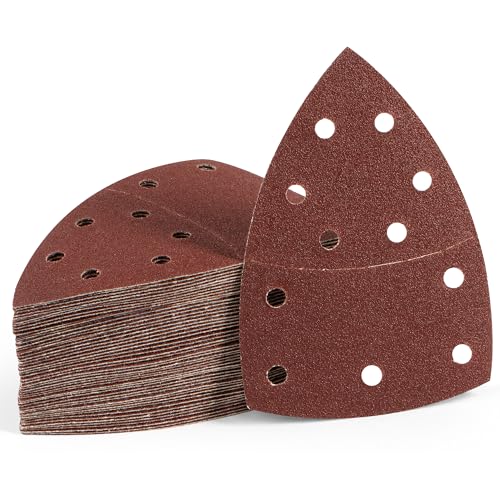 50 PCS Mouse Sander Sandpaper for Mouse Sander 11 Hole Detail Sandpaper Sanding Paper 80 Grit Hook and Loop Sander Pads Triangular Sanding Sheets Abrasive Sanding Paper - style: 11 hole 50PCS 80Grit