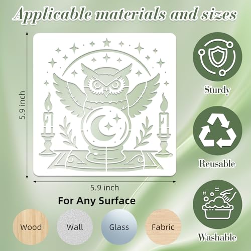 Owl Stencils for Crafts Reusable 24Pcs Stencils(5.9X5.9 Inch) - color: Owl
