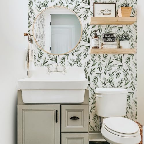 Livebor Leaf Wallpaper Peel and Stick Green Contact Paper17.7” x 393.7” - color: B-Green, size: 17.7" x 393.7"