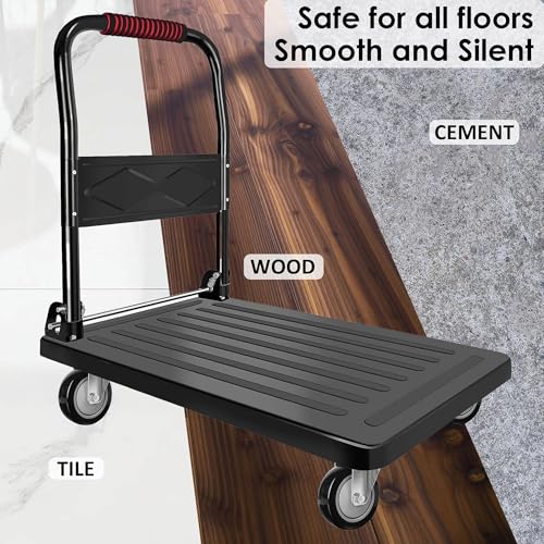 Finnhomy 4” Inch Swivel Casters Wheels Set of 4 Plate Casters Heavy Duty Premium Polyurethane PU Wheels for Furniture/Workbench Load Bearing 2,600 Lbs Anti-wear Smooth Casters Black (Free Screws) - style: 4" (No Brake)