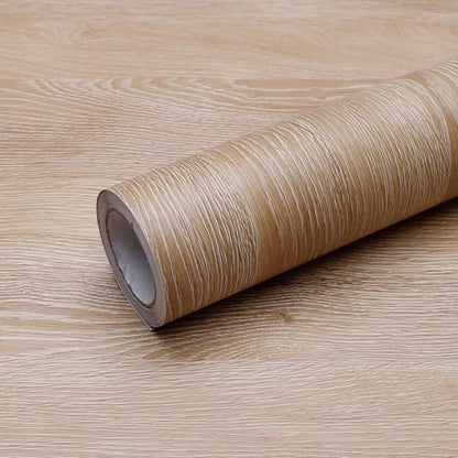 Peel and Stick Wallpaper Contact Paper Wood Oak Wood Grain Contact Paper Thicken Textured for Cabinets and Drawers Countertops Waterproof Self Adhesive Vinyl 17.7" x 393" - color: Natural Oak, size: 17.7"W x 393"L