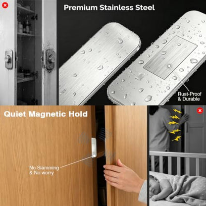 4 Pack Ultra Thin No Drill Magnetic Cabinet Door Catch for Kitchen Cupboard