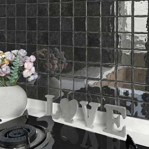 VICCI 3D Peel and Stick Backsplash, 20-Sheet 6" x 6" - color: Black