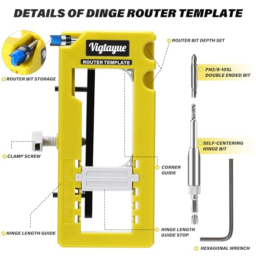 Door Hinge Jig Router Template for Woodworking - color: Green