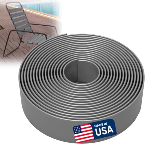 KOMORAX 200ft Long 1.5" Wide Vinyl Chair Strapping. Repair & Replacement Matte Finish.for Patio Outdoor Lawn Garden Durable Attractive (Grey) - color: Grey
