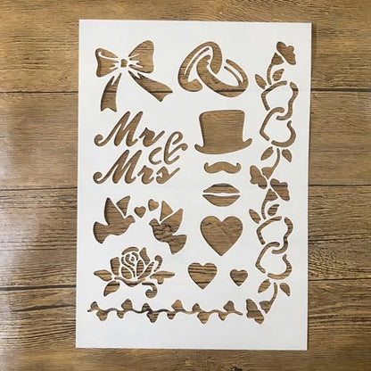 TIAMECH A4 Reusable Wedding Symbols Stencil for Painting - color: Wedding Symbols