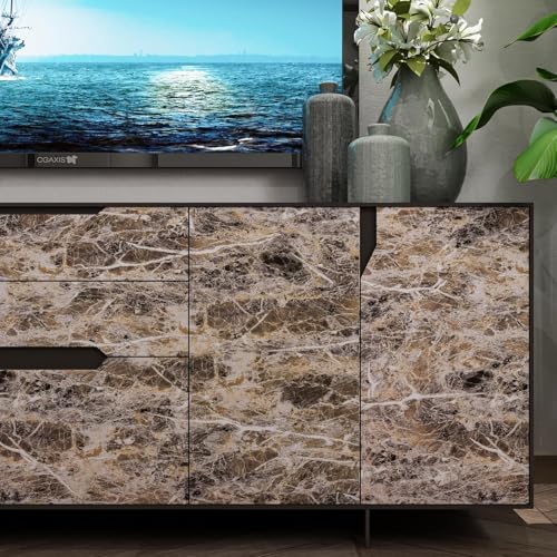 Wide Marble Granite Peel and Stick Wallpaper Contact Paper for Countertops - color: Brwon, size: 31.5" x 354"