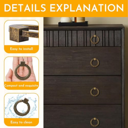 2Pcs Ornate Cabinet Knobs and Pulls, Bright Brass Knob - color: Bright Brass