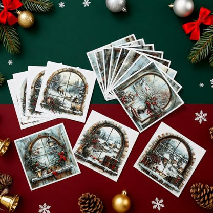 Harloon 15 Sheets Christmas Rub on Transfers Winter Window Decals - style: Fresh