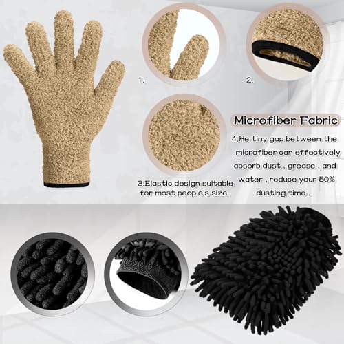 Potchen 6 Pcs Microfiber Dusting Mitt Glove for Plant - color: Camel,brown,black
