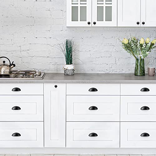 3 Inch Drawer Pulls Cup Pulls Kitchen Cabinet Handles Hardware for Cupboard 5 Pack Black - color: Black