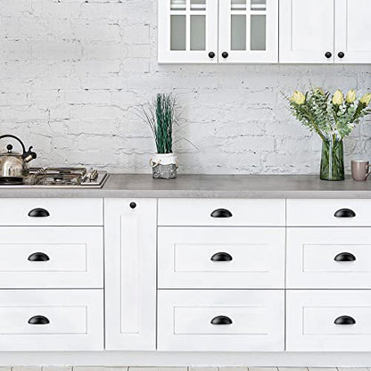 3 Inch Drawer Pulls Cup Pulls Kitchen Cabinet Handles Hardware for Cupboard 5 Pack Black - color: Black