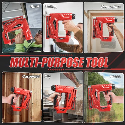 3-in-1 Brad Nailer/Narrow Crown Stapler for Milwaukee M18 Battery - color: Red
