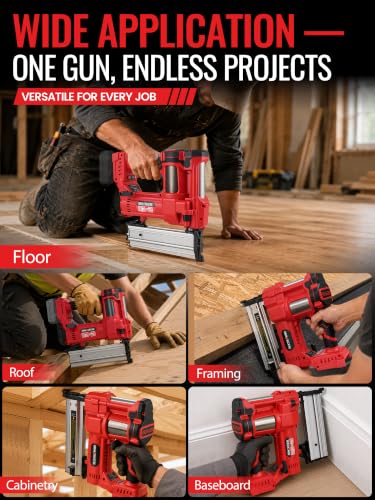 2-in-1 Brad Nailer Staple Gun Compatible with Milwauke* Battery, Tool only - color: Red