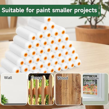 VOOMEY Mini Paint Roller Covers, 4 Inch High Density Foam Roller, 48 Pack - style: 4 inch 48 pack