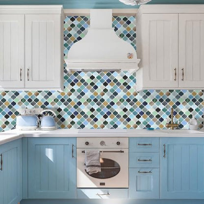 STICKGOO Arabesque Peel and Stick Backsplash Tile, Multicolor Look - color: Multicolor Look