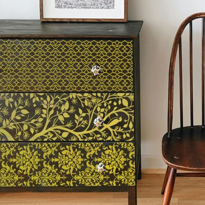 Peacoblue Golden Pattern Rub On Transfers for Furniture 6"x12" - style: Vintage Gold Pattern