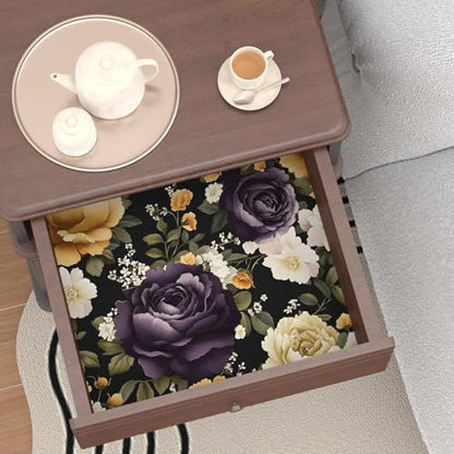 Laatse Dark Peony Peel and Stick Wallpaper 17.5" x 118",Beige/Black - color: Purple/Beige, size: 118" x 17.5"