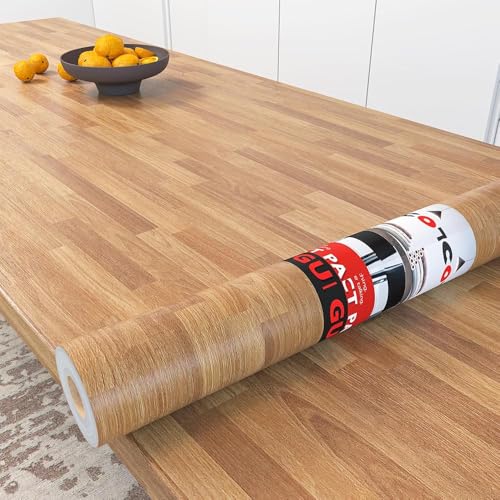Decotalk 1.3x16.4ft Brown Butcher Block Countertop Contact Paper Wood Grain - size: 15.7" x 200"