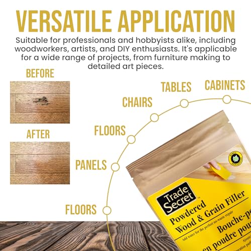 Powdered Wood Filler & Grain Putty, Ebony Black, Tintable, Sandable, 150 g - color: Ebony