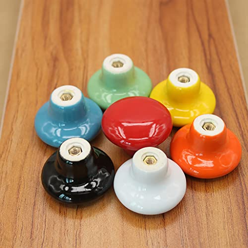 1.5" Large Mushroom Shape Glossy Ceramic Cabinet Knobs, 10Pcs Round Shape Cute Ceramic Drawer Knobs Kids Child Pulls Handles for Dressers Cupboard Wardrobe Dia. 1.5inch (Red, Dia. 1.5") - color: Red