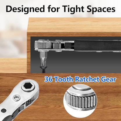 11-in-1 Magnetic Ratchet Screwdriver Set, Screw and Repair in Tight Spaces - Compact Hand Tool Kit, No Assembly Required, Manual Operation, Black - color: Black