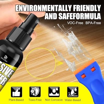 Adhesive Remover for Cars 7oz - Sticker Remover Spray with Scraper, Safe on Paint & Glass - Rapidly Removes Glue, Labels, Decals & Tape Residue - Surface-Safe Adhesive Spray for Car Windows & Paint