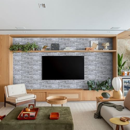 Commomy Faux Stone 3D Wall Panels Peel and Stick - 12 pcs 22.8" x 11.8" - color: Large Stone-A