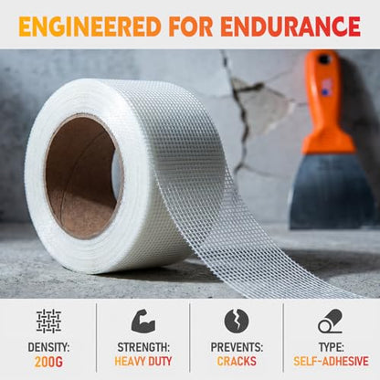 LLPT Drywall Repair Fiberglass Joint Tape, 7.8" x 100 Ft, White - size: 7.8” x 100Ft
