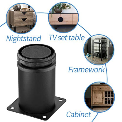 Stainless Steel Adjustable Furniture Legs 3 Inch - Black - 8pcs - color: Black, size: 3"