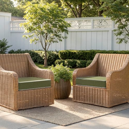 MIULEE Green Outdoor Cushions Set of 2, 22x22x3 Inch Waterproof Cushions - color: Green, size: 22 x 22 x 3 Inch