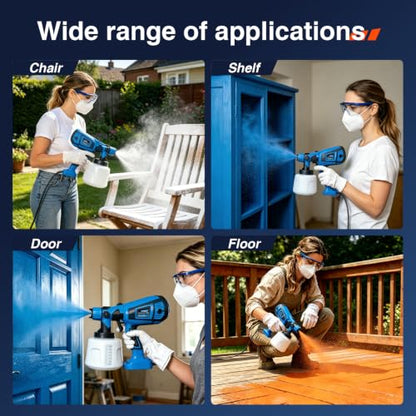 Paint Sprayer, 1400ml&850W Spray Paint Gun with 4 Nozzles & 3 Patterns - color: Blue