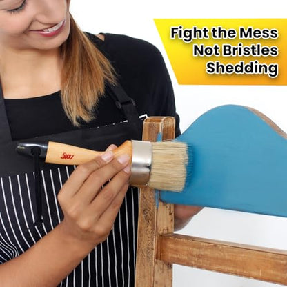 Chalk and Wax Paint Brushes, 4 Piece Set for Furniture, Natural Bristles