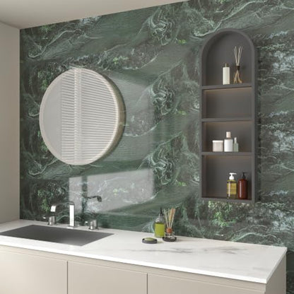 CHIHUT Dark Forest Green Marble Contact Paper Peel and Stick Wallpaper - size: 12"x472"