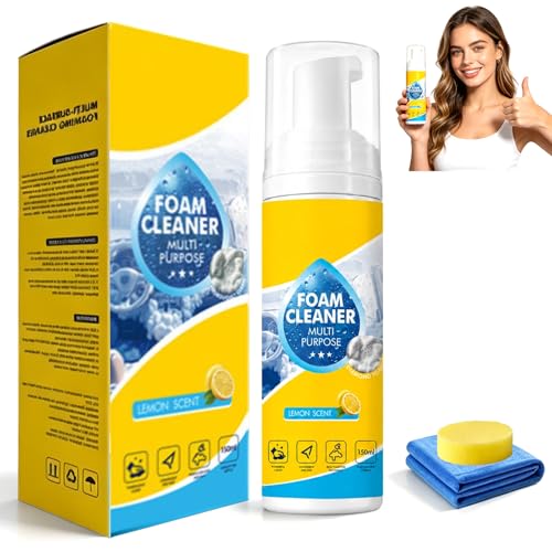 4-In-1 Multi-Enzyme Foam Cleaner, Powerful Cleaning, Foam Cleaner Multi Purpose, No-Rinse,Lemon Fresh Scent,Deep Clean Car,Kitchen,Bathroom,Sofa (1PCS)