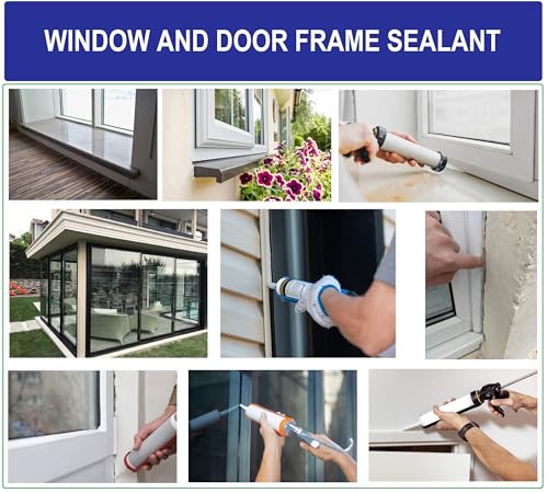 Waterproof Clear Silicone Caulk for Window & Door, Kitchen & Bathroom, Silicone Sealant Clear, Solvent Free, 10oz Cartridge, Ideal for Sink, Sanitary, Bath, Shower Sealant, Window Frame Sealant - size: CLEAR - 1PC