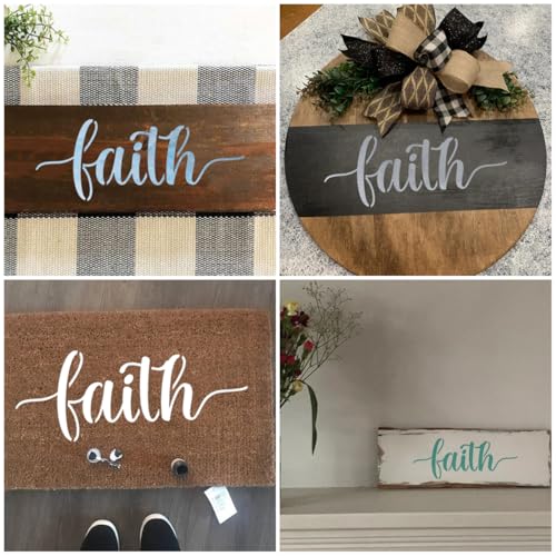Large Faith Stencils for Painting - 6 Pack Faith Stencil Templates for Painting on Wood, Reusable Letter Stencils for Chalkboard Wood Crafts Signs & Home Front Door Mat Decorations - style: Faith