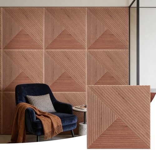 6 Pack Acoustic Wall Panels 23.6" Self-Adhesive Wood Grain Sound Panels - color: patchwork three-color