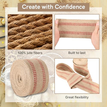 Craft Jute Webbing Tape (Red and Brown, 3.5" x 10 Yards) - color: Red and Brown, size: 3.5" x 10 Yards