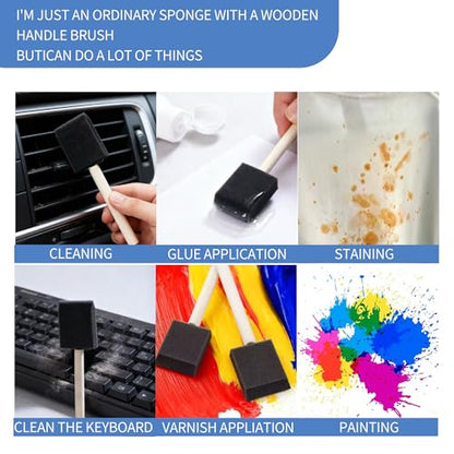100 Pcs Foam Paint Brushes, 1”and 2”Foam Brush with Wood Handle, Black - color: Black, size: 1",2"