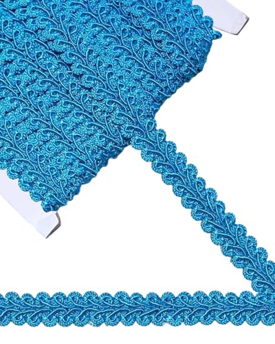 14 Yards Gimp Braid Trim,1/2 inch Gift Wrap Ribbon, Woven Fabric Lace Trim for Upholstery Costume Curtain,Lamp,Jewelry,Decorative Embellishment for Sewing Craft (Aqua Blue) - color: Aqua Blue